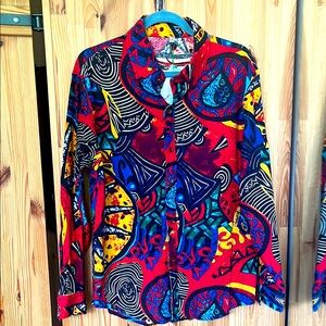 🛍️ 3/$15 🛍️ Funky 90s print button down shirt (XL)